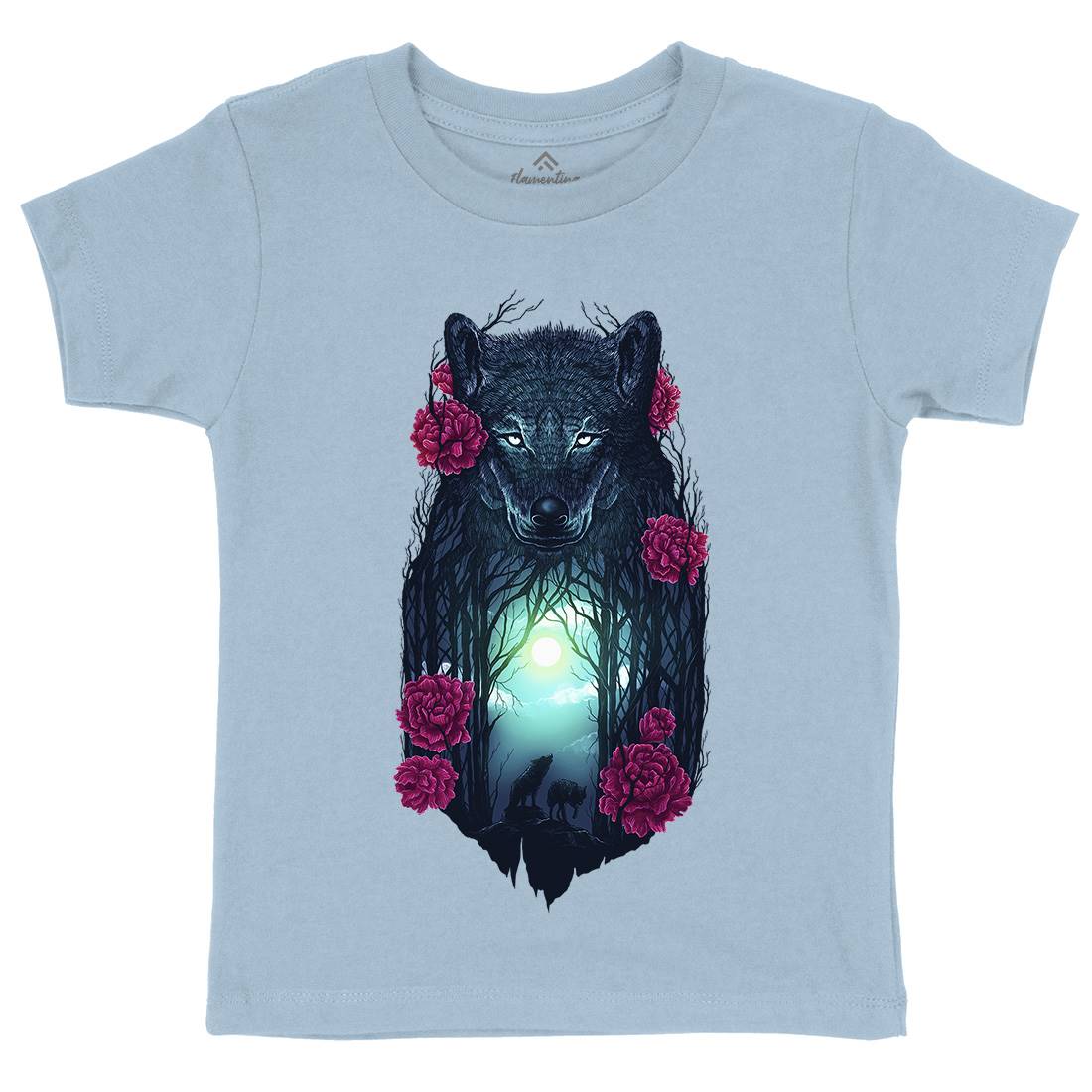 Running With The Wolves Kids Crew Neck T-Shirt Animals D073
