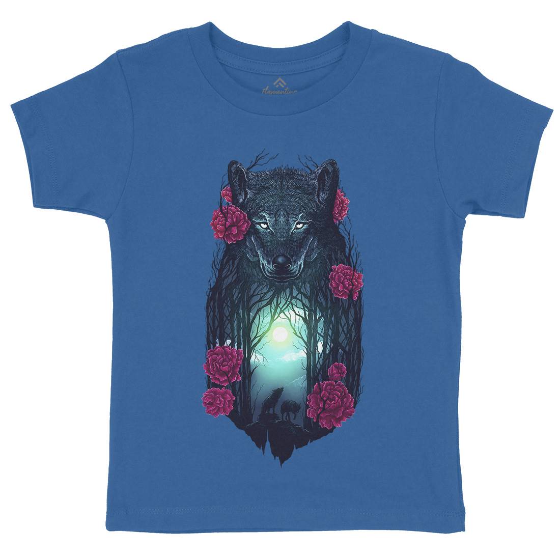 Running With The Wolves Kids Crew Neck T-Shirt Animals D073
