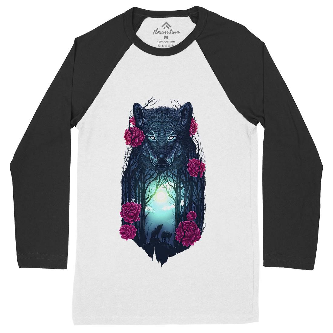 Running With The Wolves Mens Long Sleeve Baseball T-Shirt Animals D073