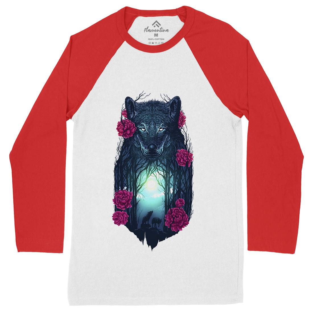 Running With The Wolves Mens Long Sleeve Baseball T-Shirt Animals D073