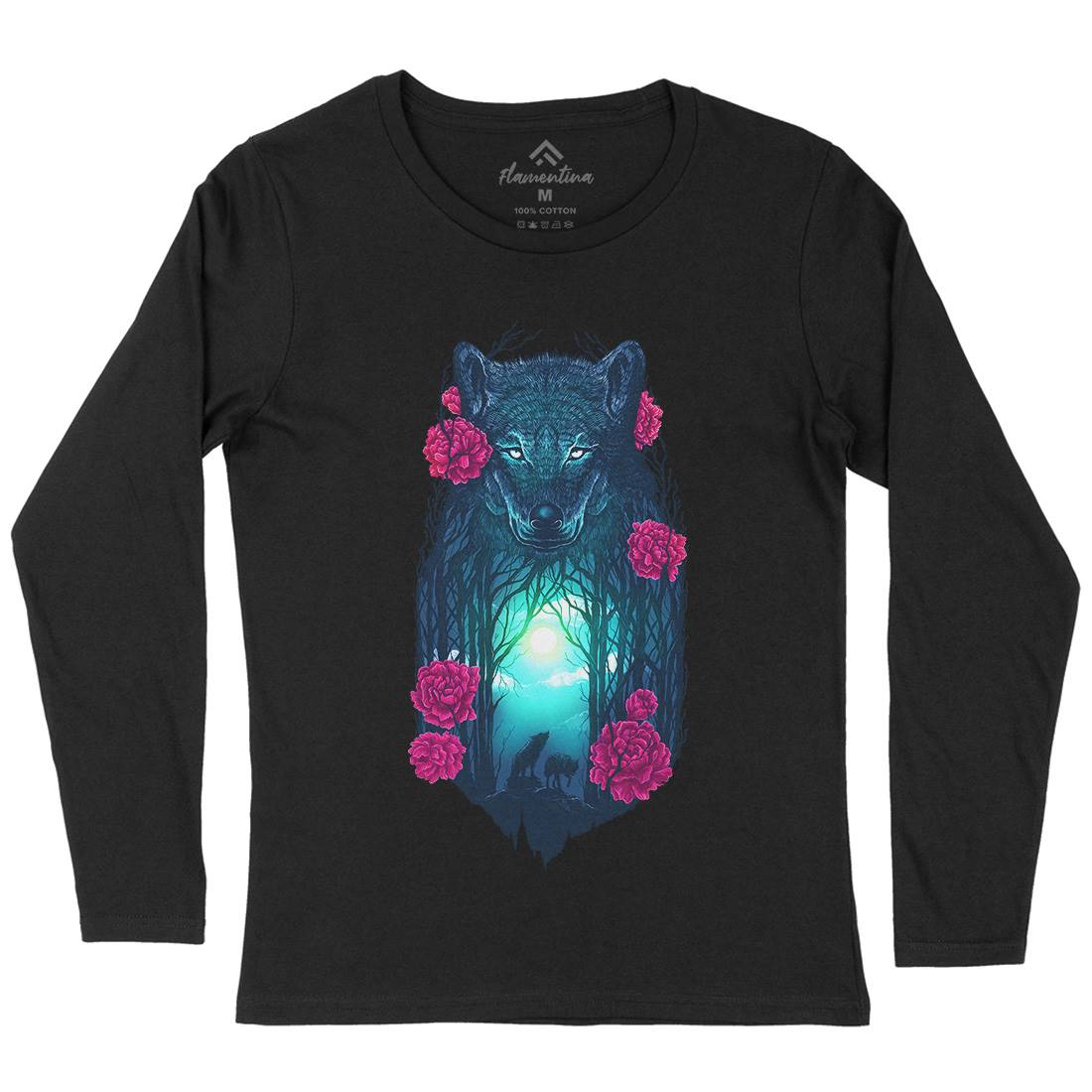 Running With The Wolves Womens Long Sleeve T-Shirt Animals D073