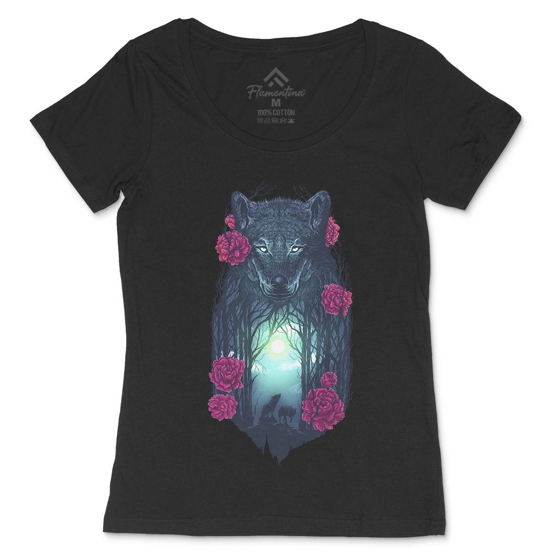 Running With The Wolves Womens Scoop Neck T-Shirt Animals D073