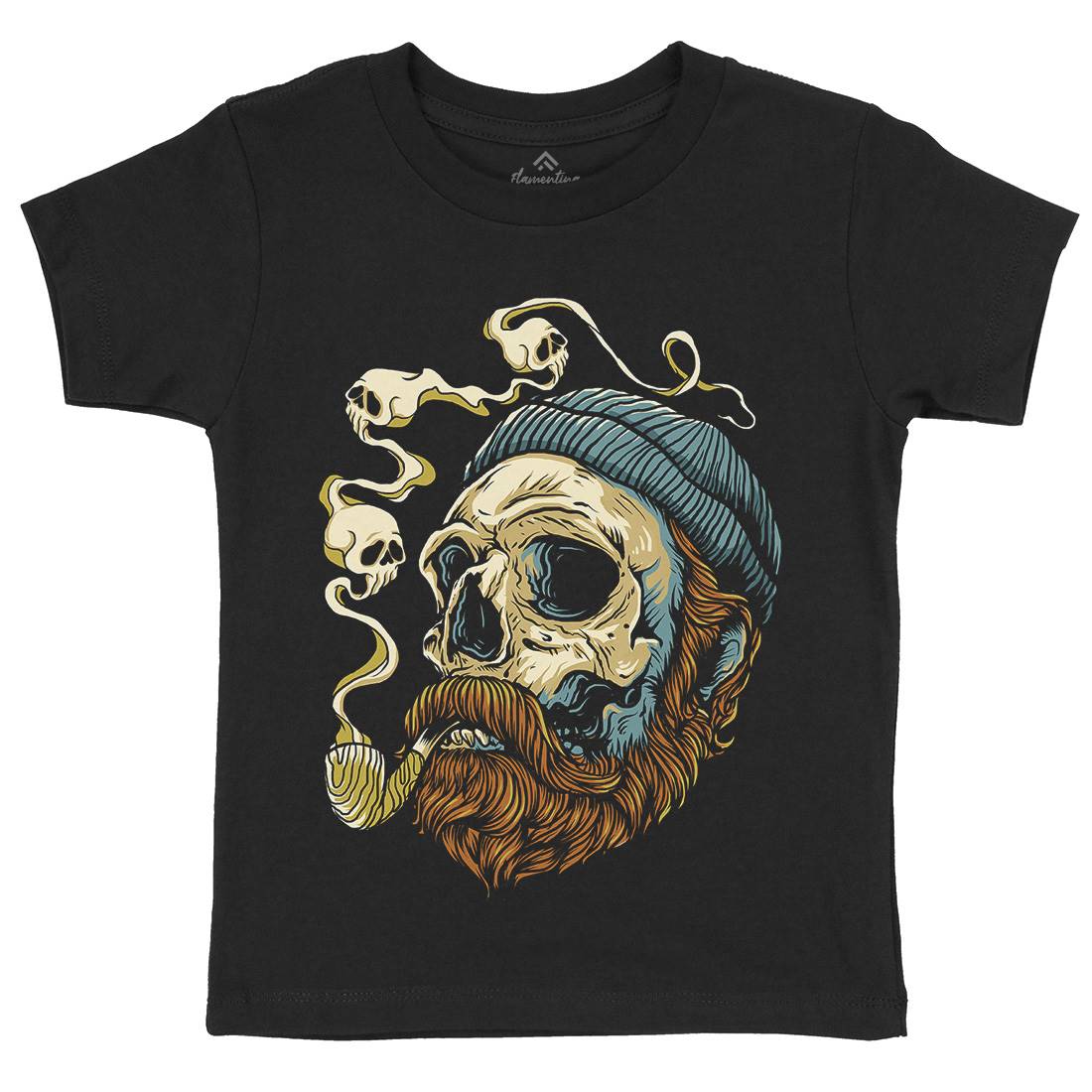 Sailor Skull Kids Crew Neck T-Shirt Navy D074