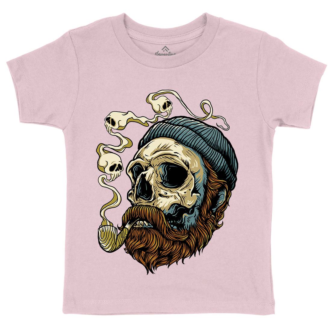 Sailor Skull Kids Crew Neck T-Shirt Navy D074