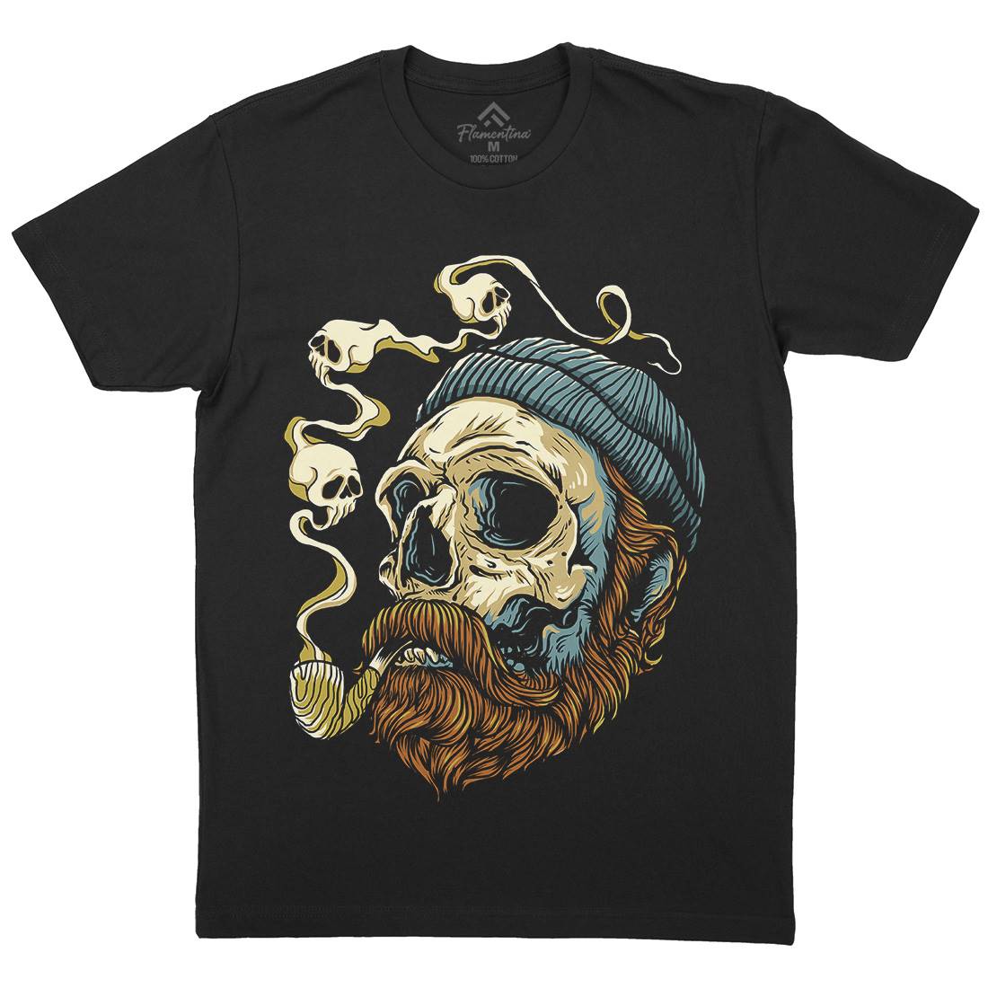 Sailor Skull Mens Organic Crew Neck T-Shirt Navy D074