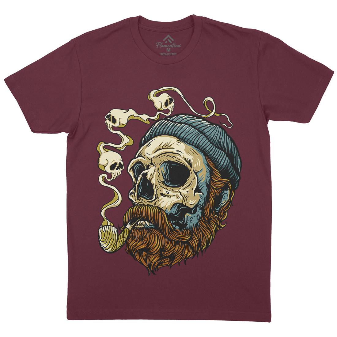 Sailor Skull Mens Organic Crew Neck T-Shirt Navy D074