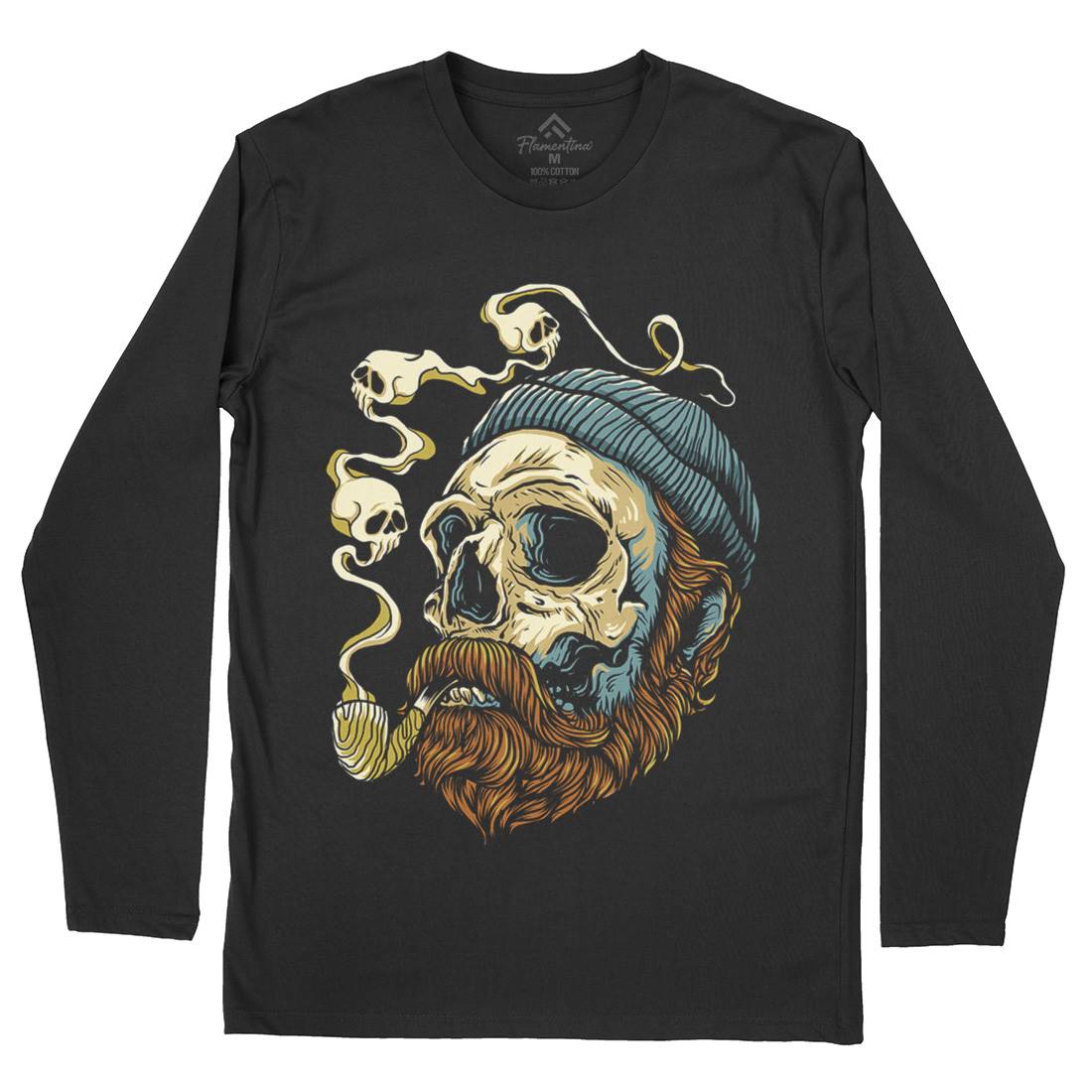 Sailor Skull Mens Long Sleeve T-Shirt Navy D074