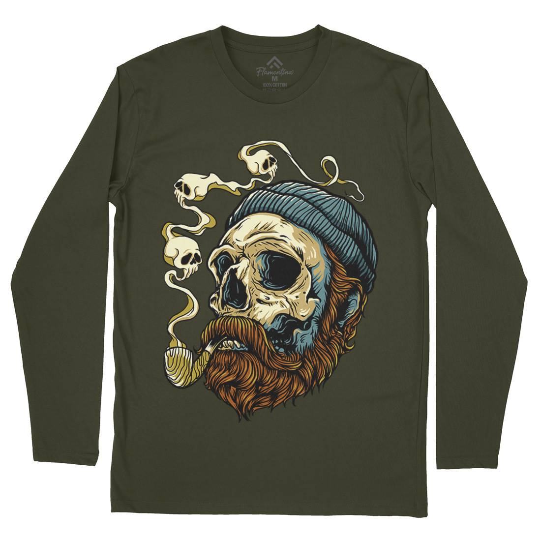 Sailor Skull Mens Long Sleeve T-Shirt Navy D074