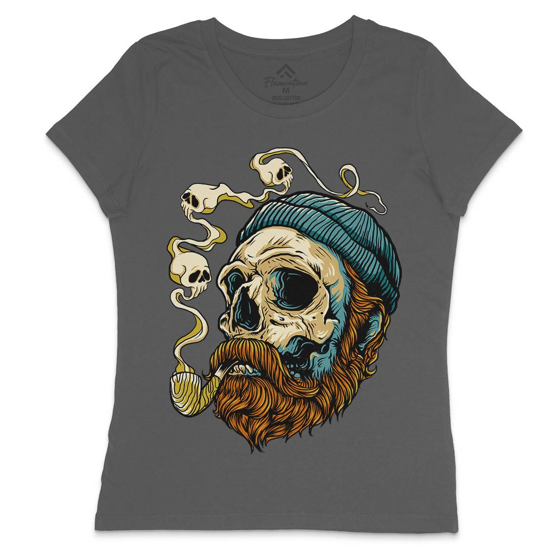 Sailor Skull Womens Crew Neck T-Shirt Navy D074