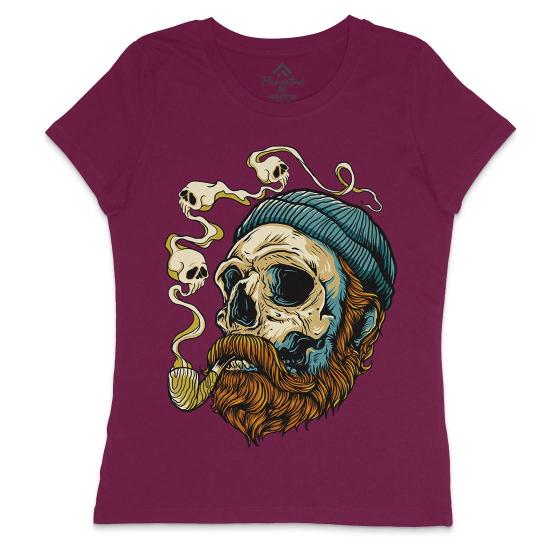 Sailor Skull Womens Crew Neck T-Shirt Navy D074