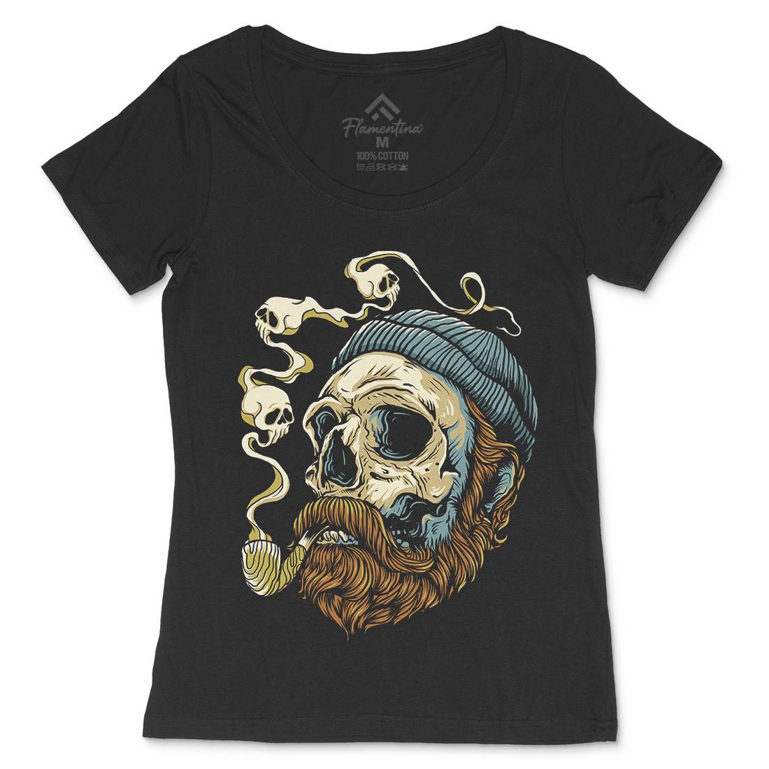 Sailor Skull Womens Scoop Neck T-Shirt Navy D074