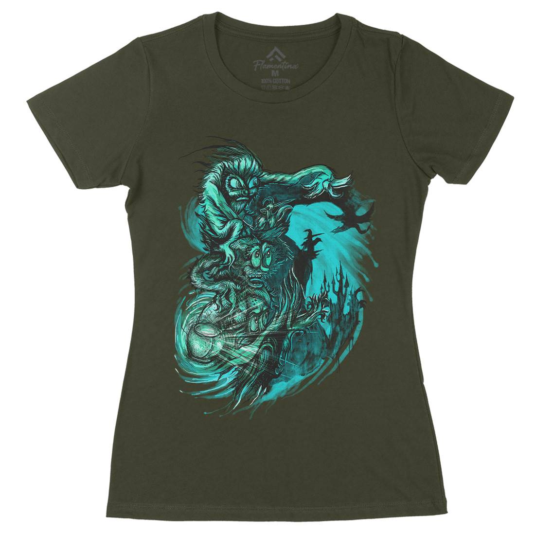 Playing With Shadows Womens Organic Crew Neck T-Shirt Horror D077