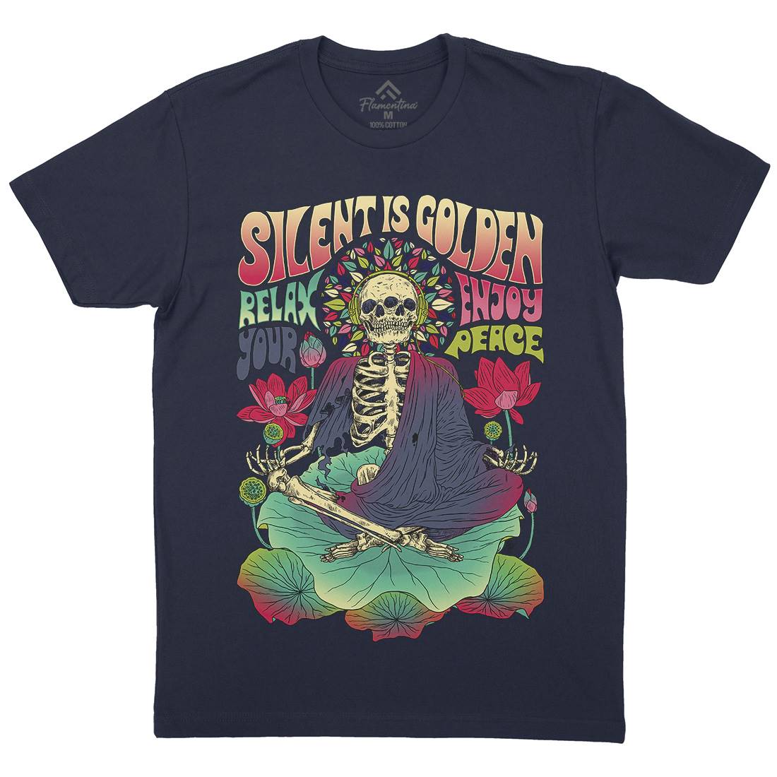 Silent Is Golden Mens Organic Crew Neck T-Shirt Peace D080