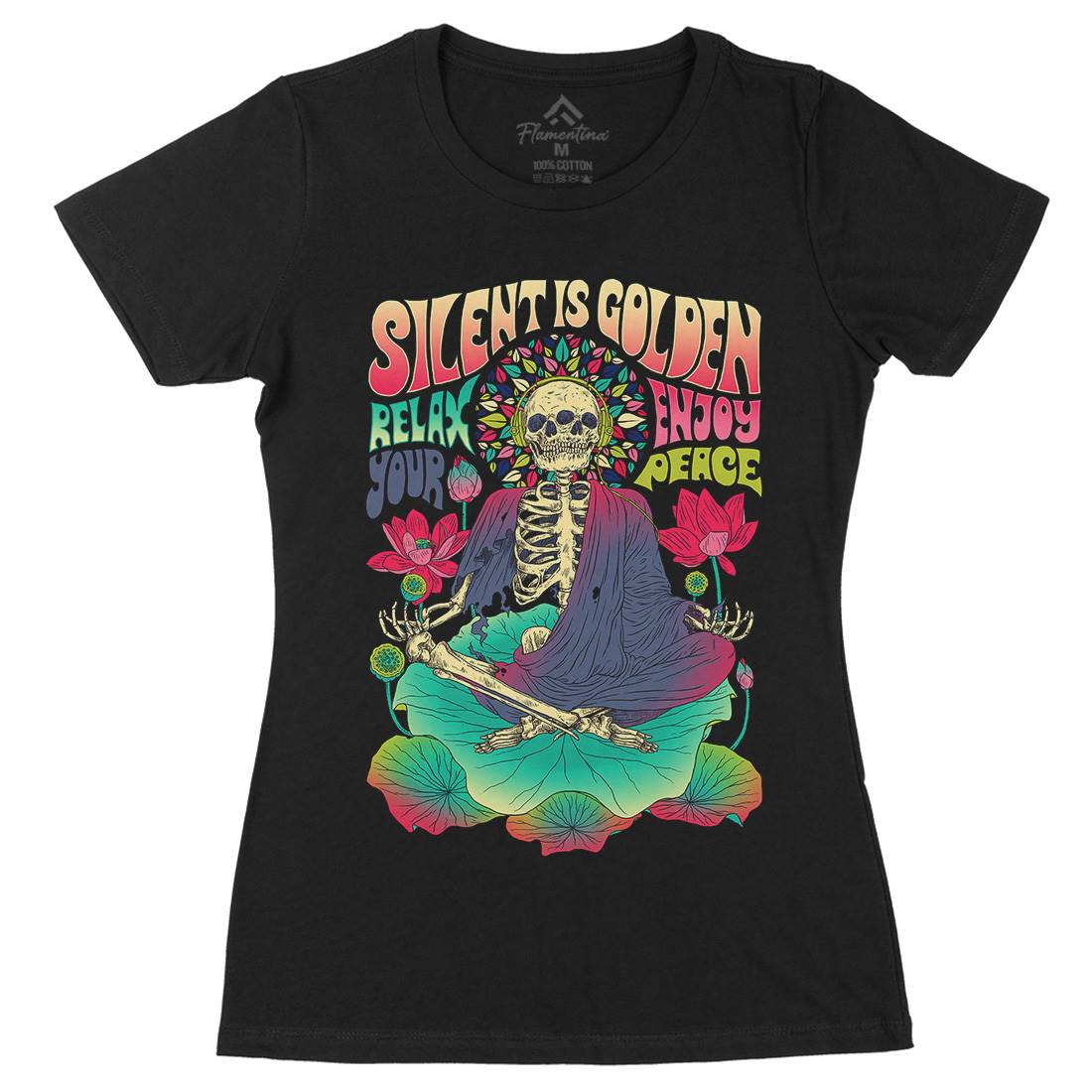 Silent Is Golden Womens Organic Crew Neck T-Shirt Peace D080