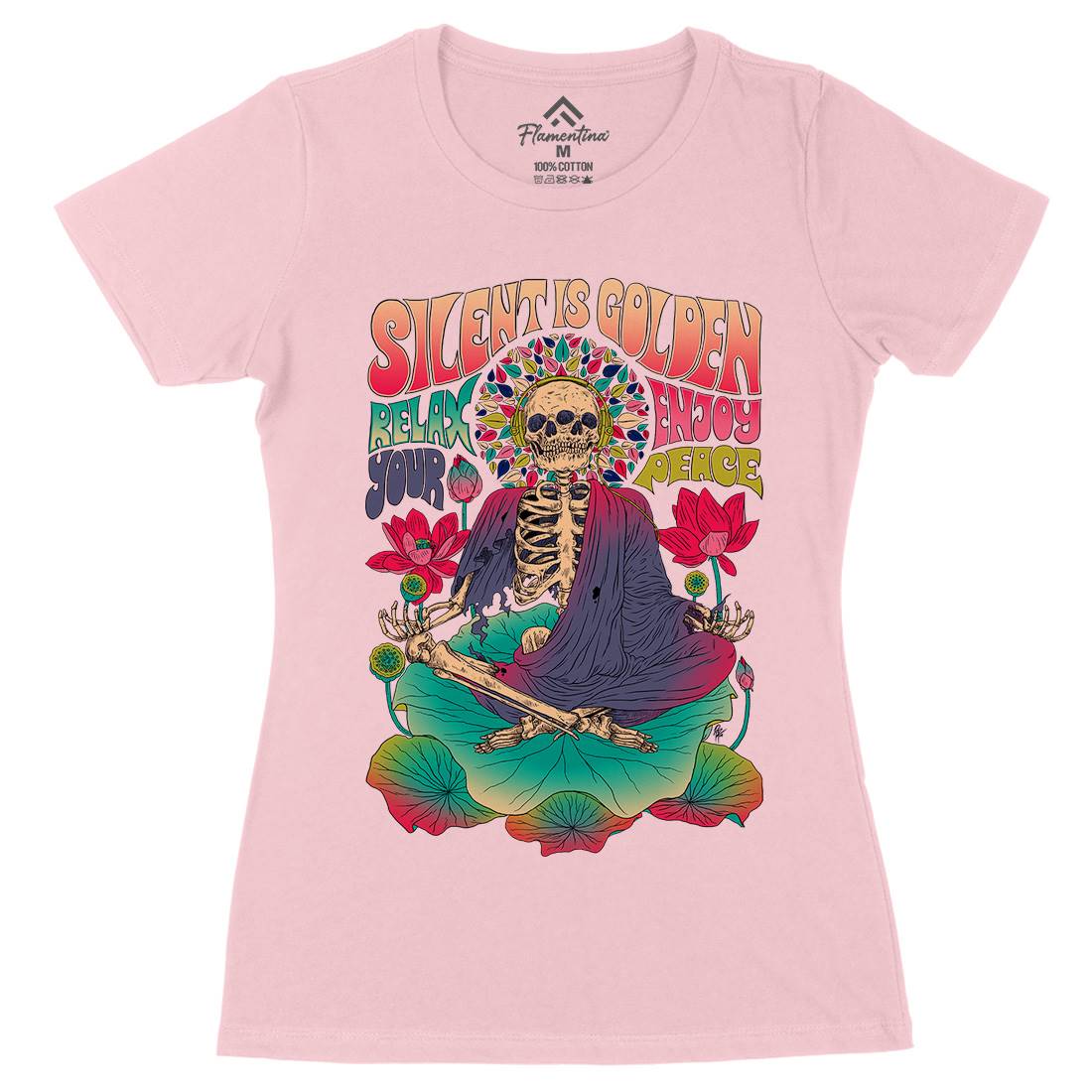 Silent Is Golden Womens Organic Crew Neck T-Shirt Peace D080