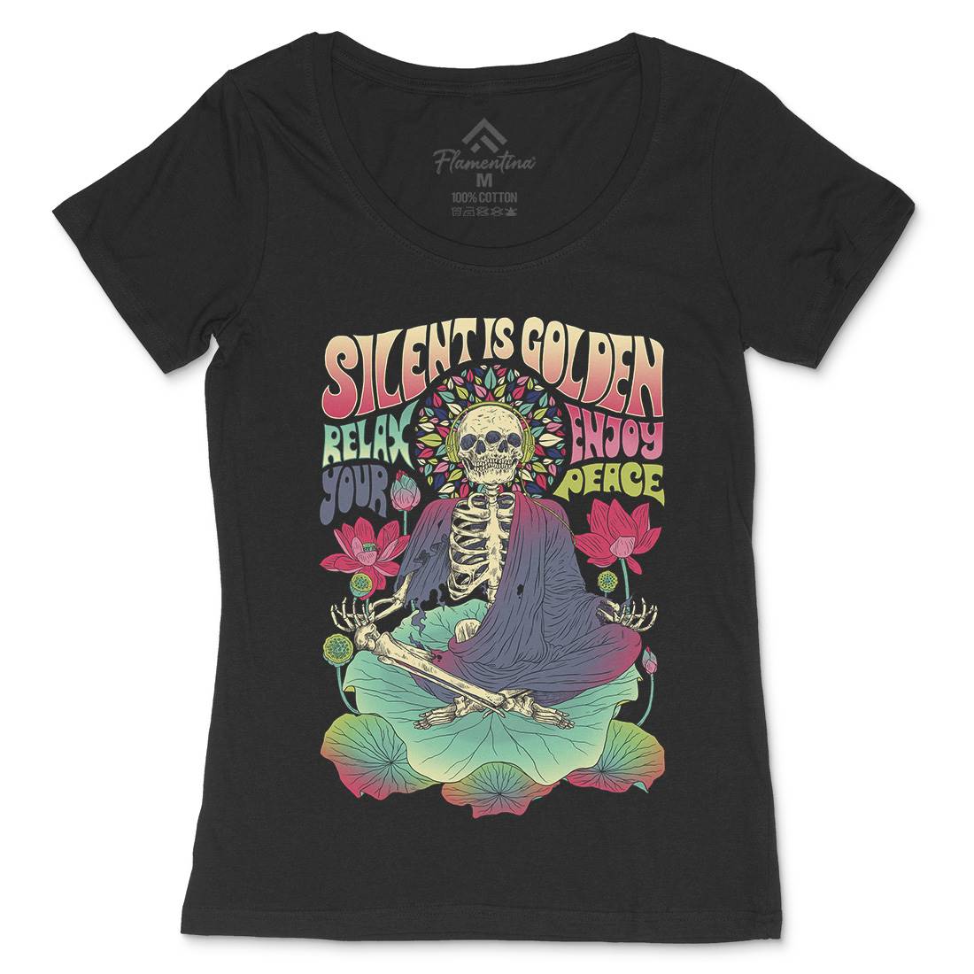 Silent Is Golden Womens Scoop Neck T-Shirt Peace D080