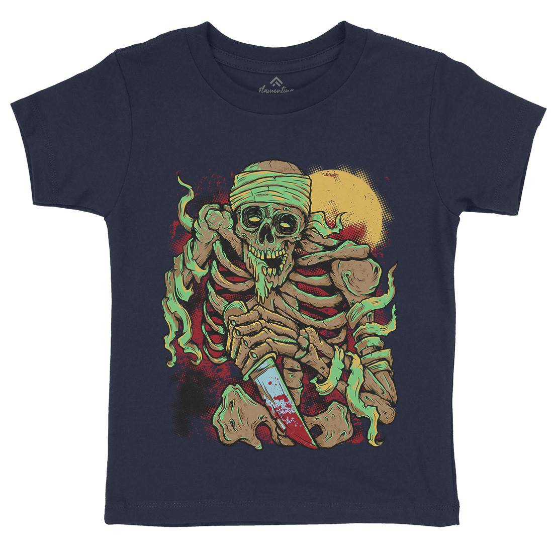 Skeleton Knife Kids Crew Neck T-Shirt Horror D081