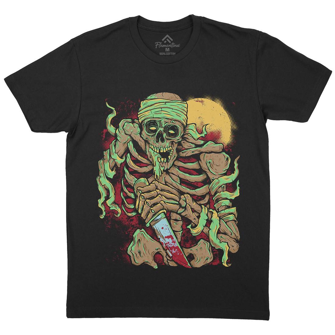 Skeleton Knife Mens Crew Neck T-Shirt Horror D081