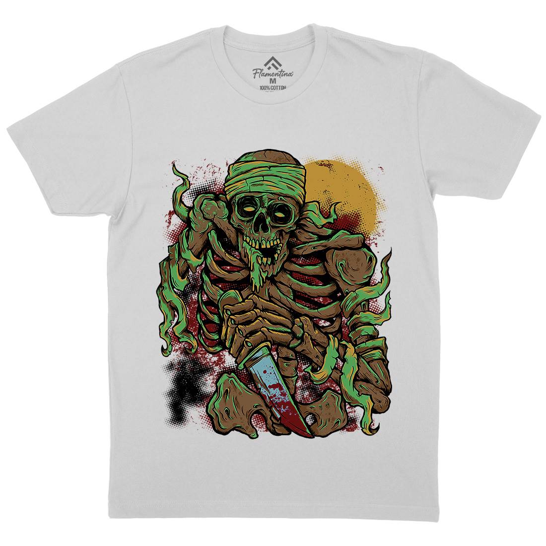 Skeleton Knife Mens Crew Neck T-Shirt Horror D081
