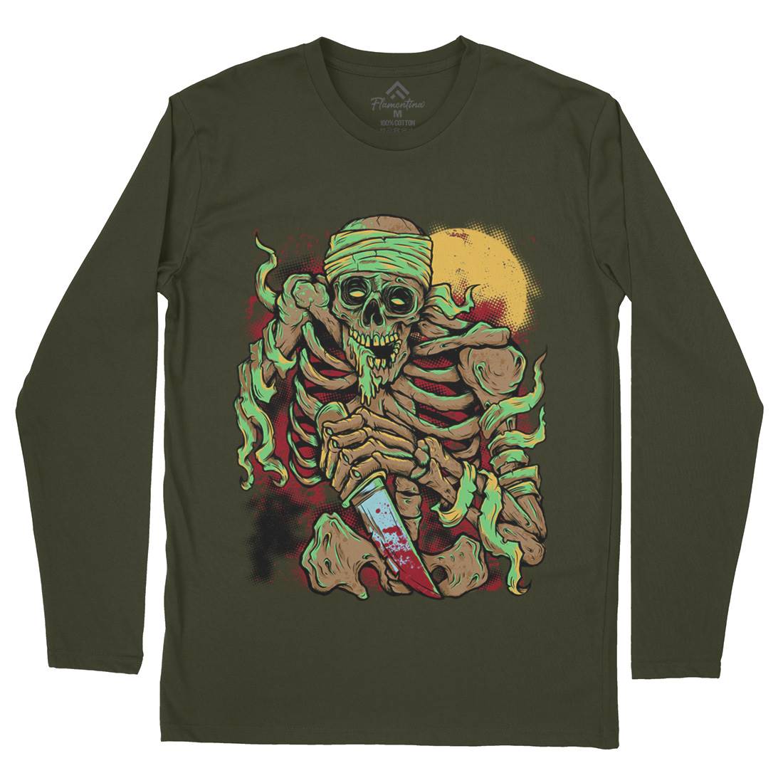 Skeleton Knife Mens Long Sleeve T-Shirt Horror D081