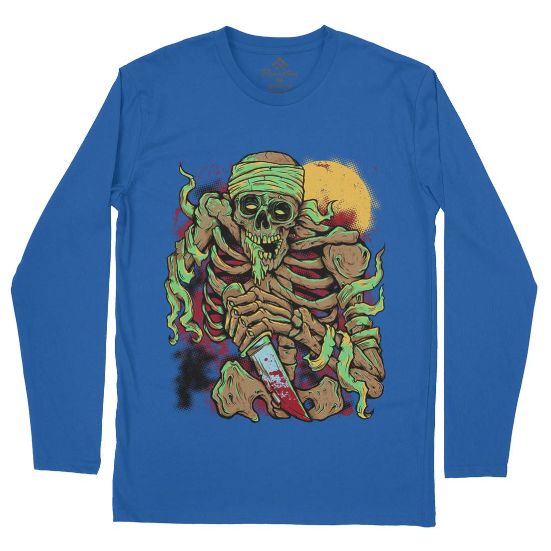 Skeleton Knife Mens Long Sleeve T-Shirt Horror D081