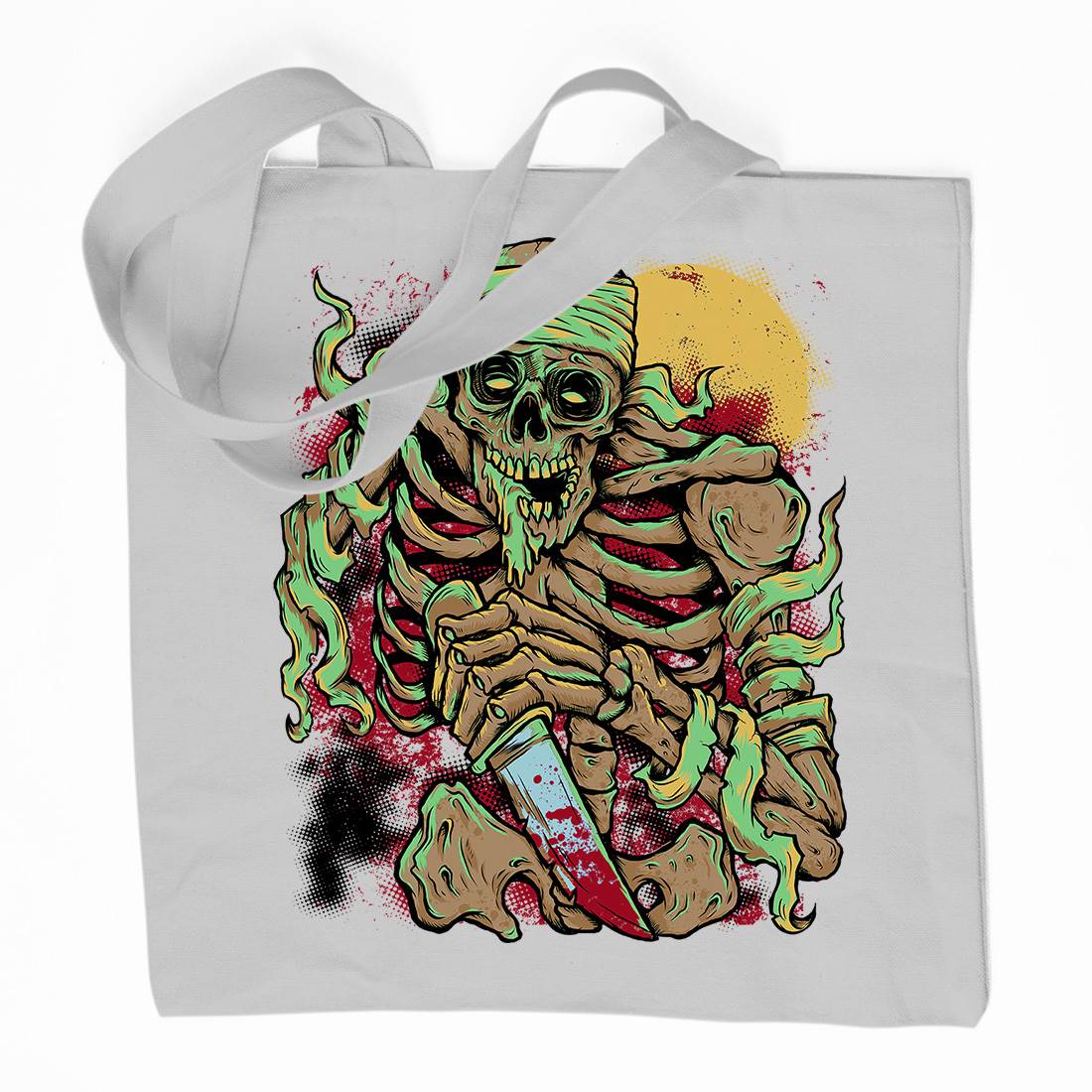 Skeleton Knife Organic Premium Cotton Tote Bag Horror D081