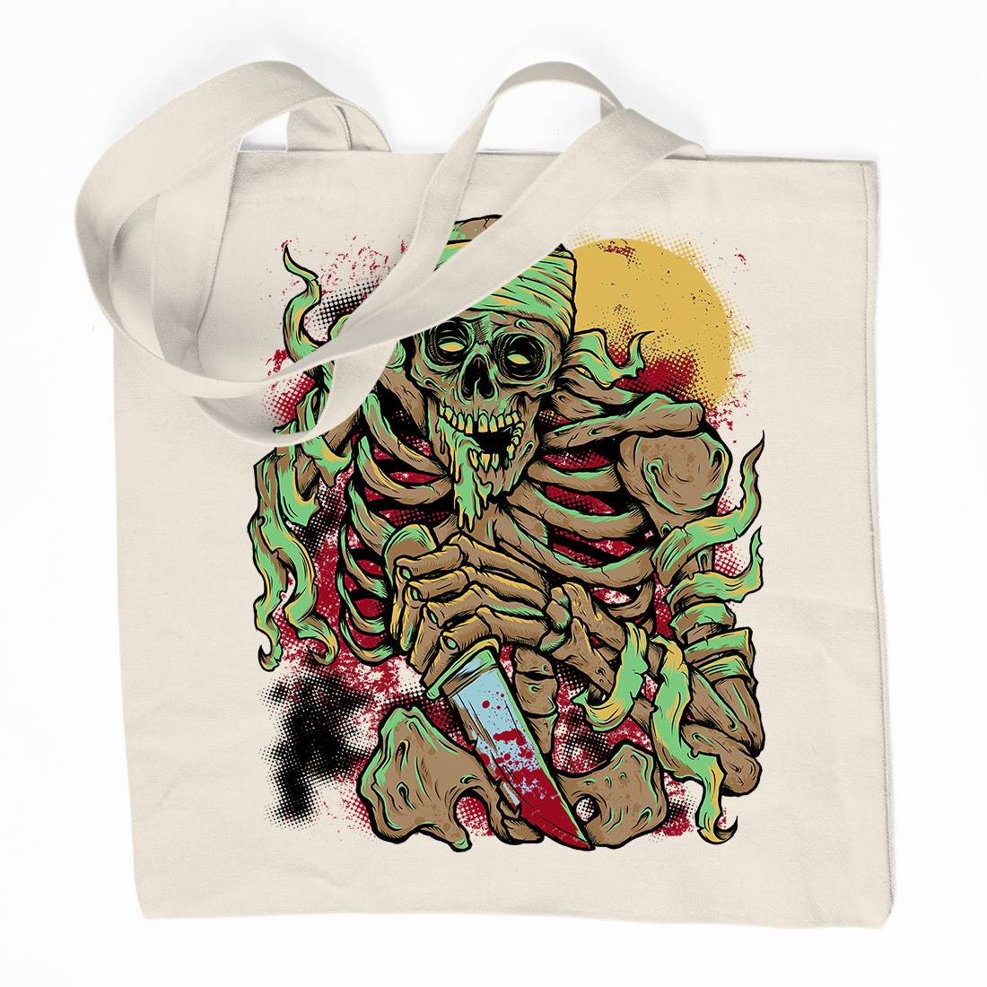 Skeleton Knife Organic Premium Cotton Tote Bag Horror D081