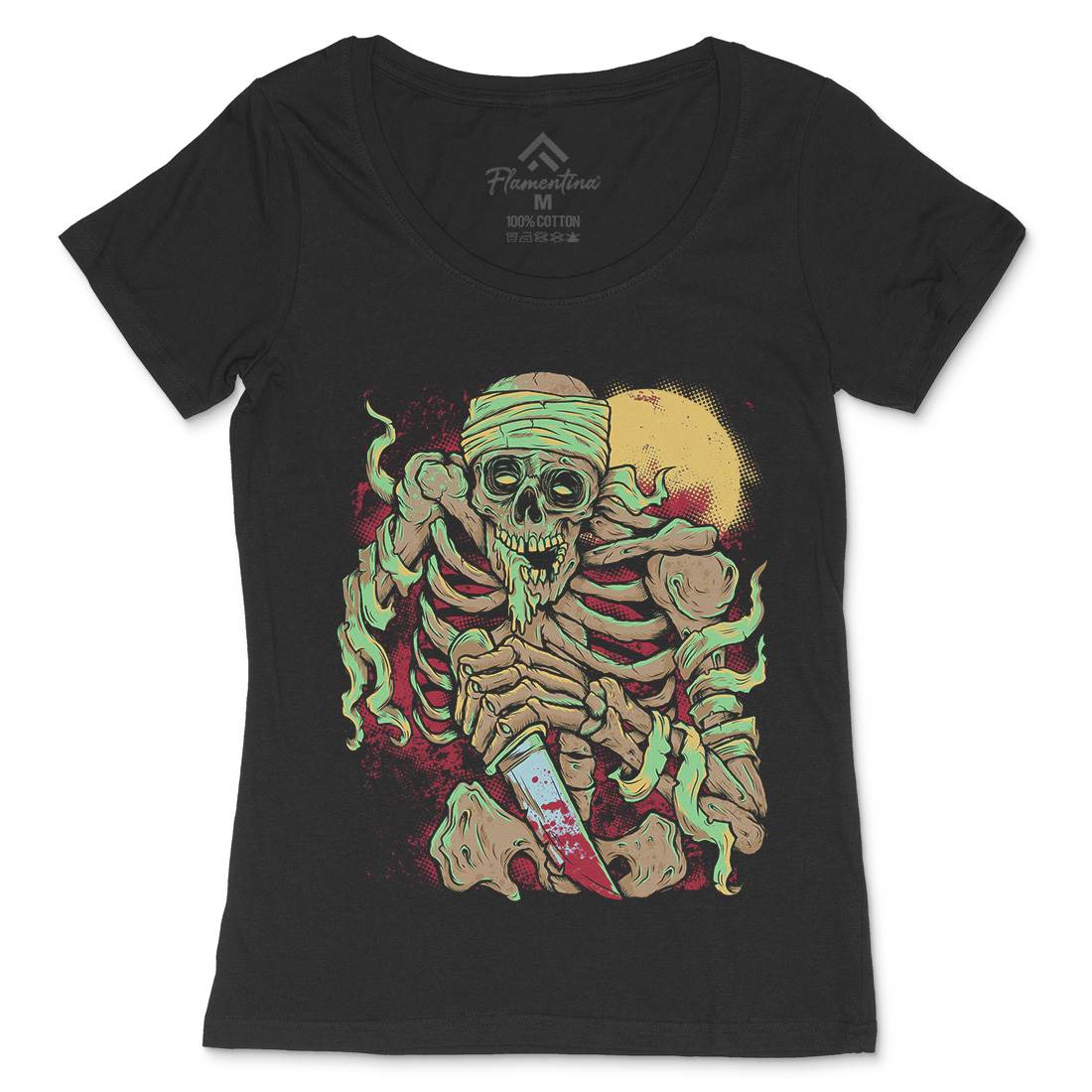 Skeleton Knife Womens Scoop Neck T-Shirt Horror D081