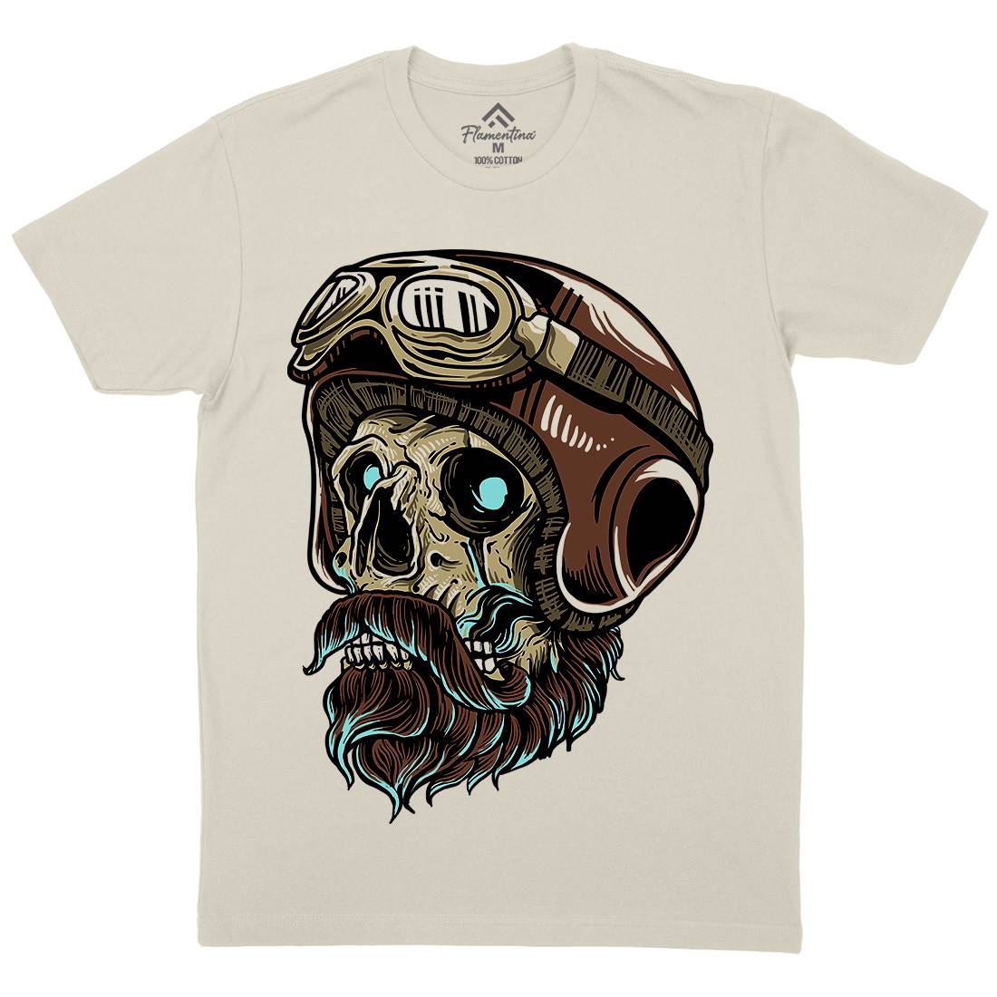 Skull Biker Mens Organic Crew Neck T-Shirt Motorcycles D082