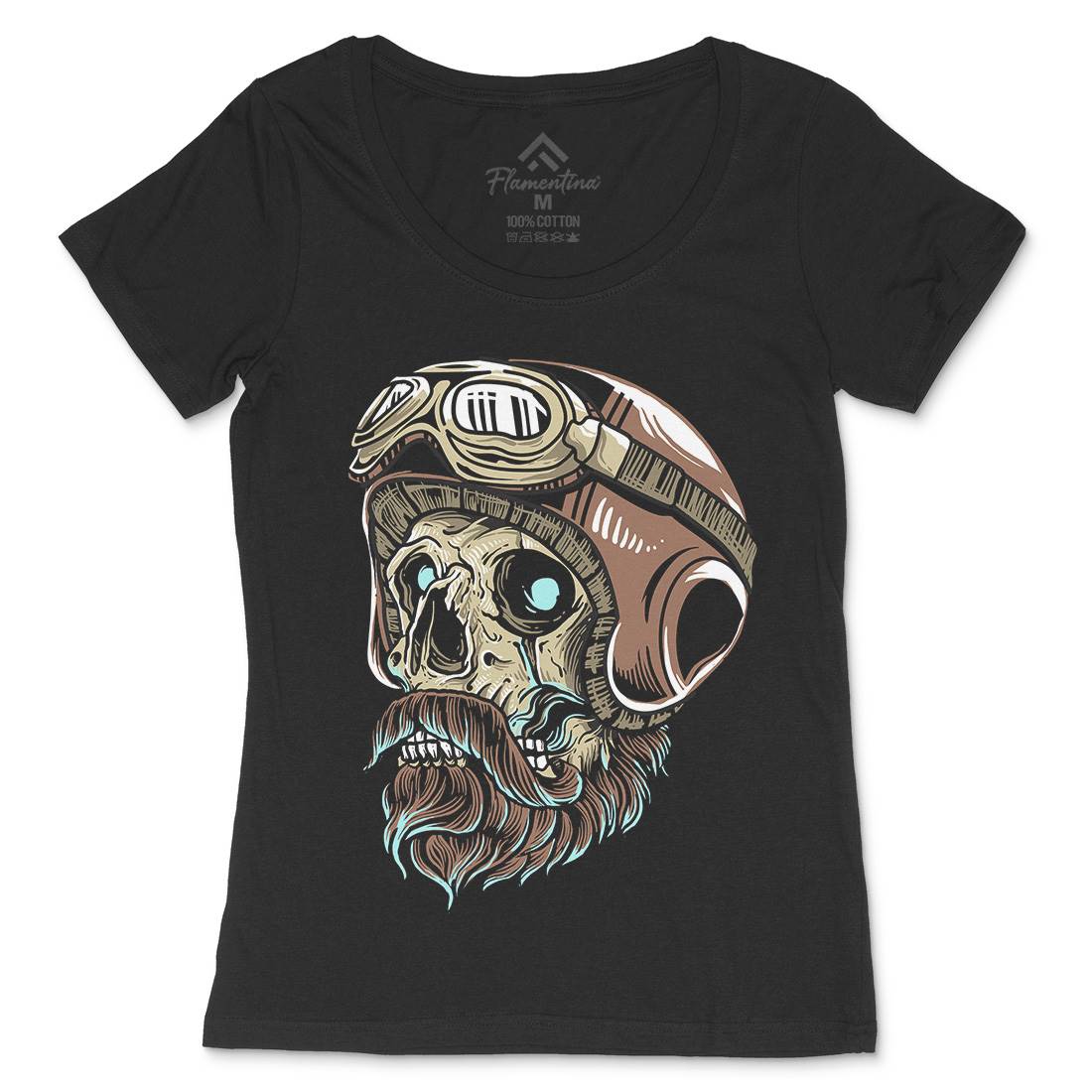 Skull Biker Womens Scoop Neck T-Shirt Motorcycles D082