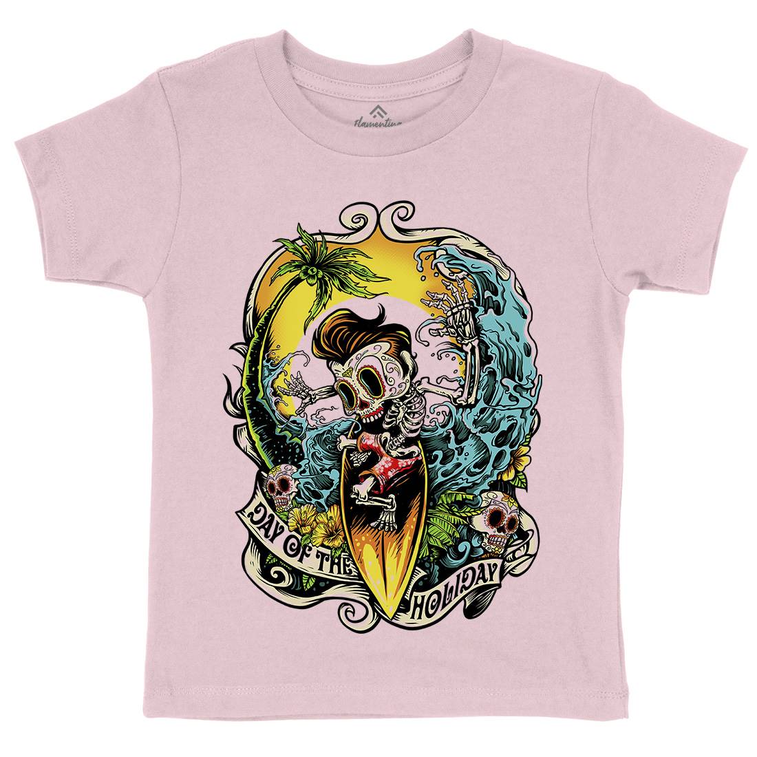 Skull Kids Crew Neck T-Shirt Holiday D083