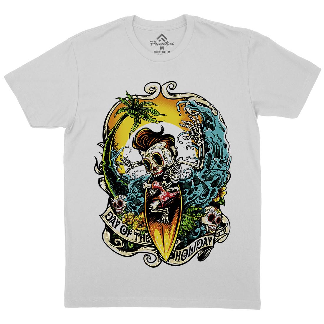 Skull Mens Crew Neck T-Shirt Holiday D083