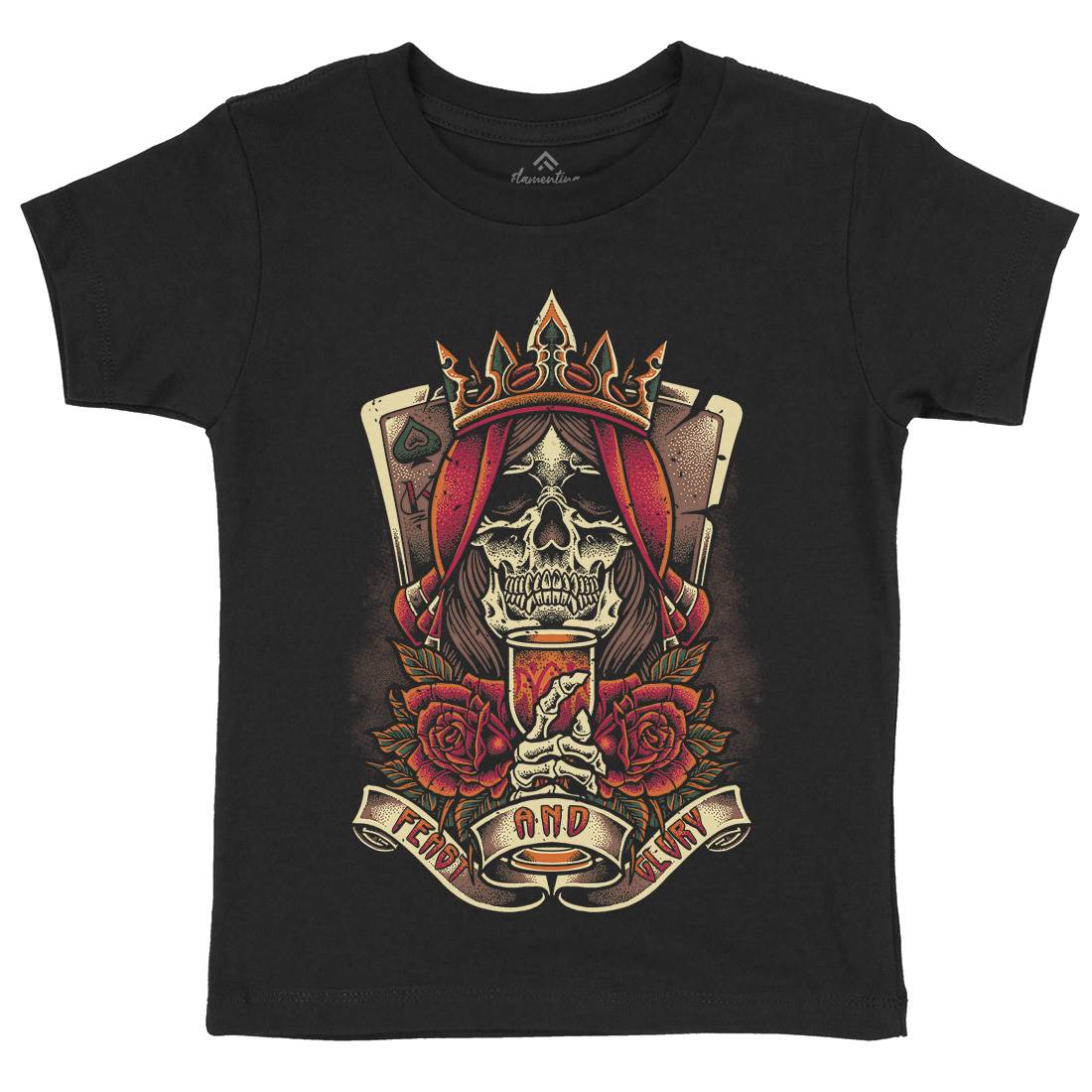 Skull King Kids Crew Neck T-Shirt Horror D084