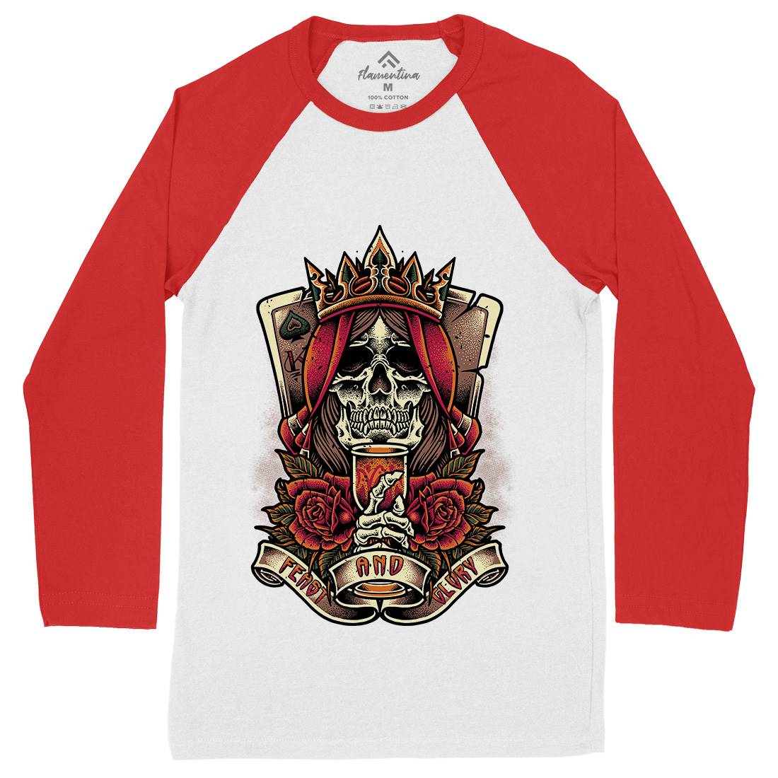 Skull King Mens Long Sleeve Baseball T-Shirt Horror D084