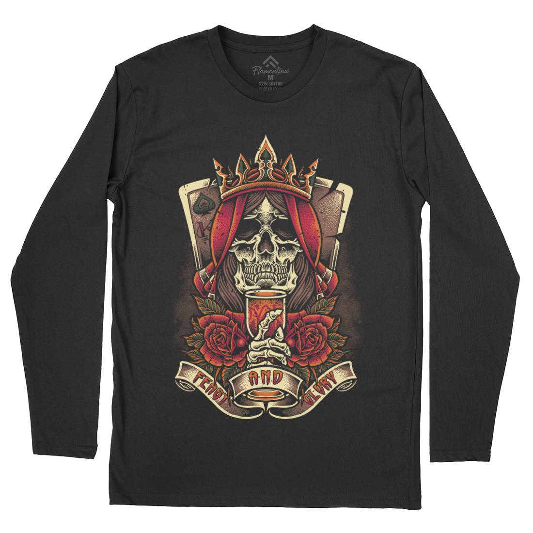 Skull King Mens Long Sleeve T-Shirt Horror D084