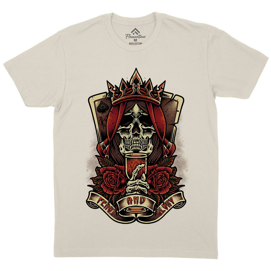 Skull King Mens Organic Crew Neck T-Shirt Horror D084