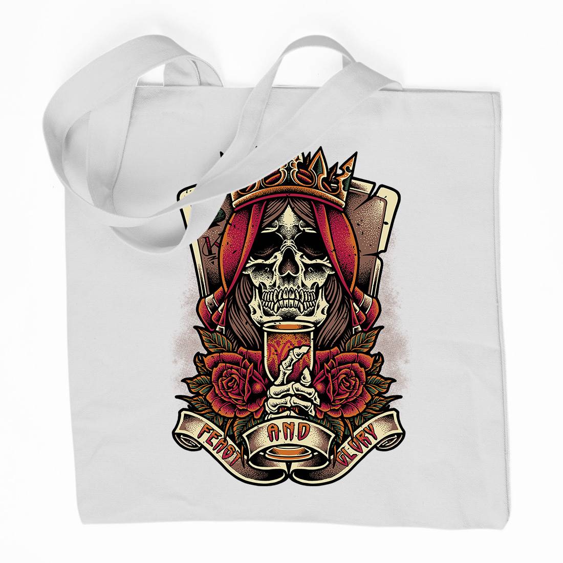 Skull King Organic Premium Cotton Tote Bag Horror D084