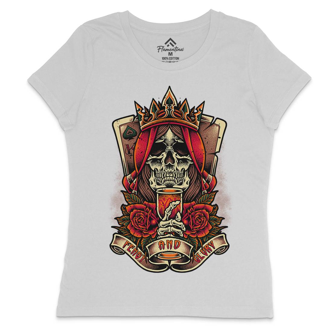 Skull King Womens Crew Neck T-Shirt Horror D084