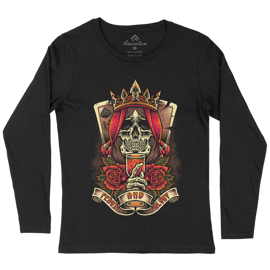 Skull King Womens Long Sleeve T-Shirt Horror D084