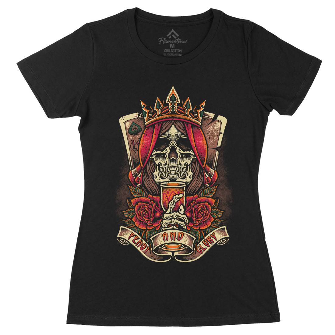 Skull King Womens Organic Crew Neck T-Shirt Horror D084