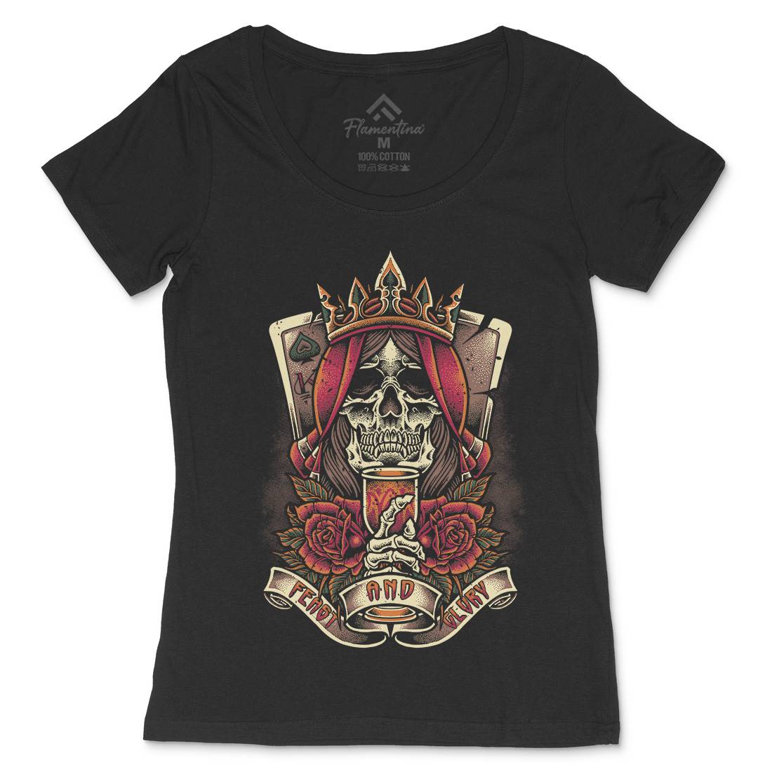 Skull King Womens Scoop Neck T-Shirt Horror D084