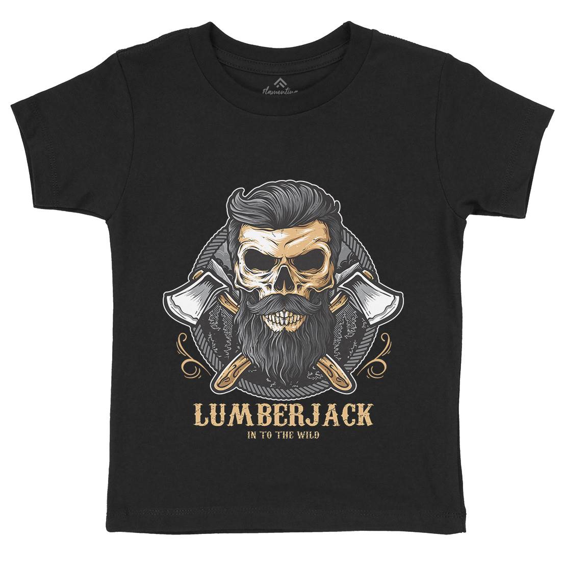 Skull Lumberjack Kids Crew Neck T-Shirt Work D085