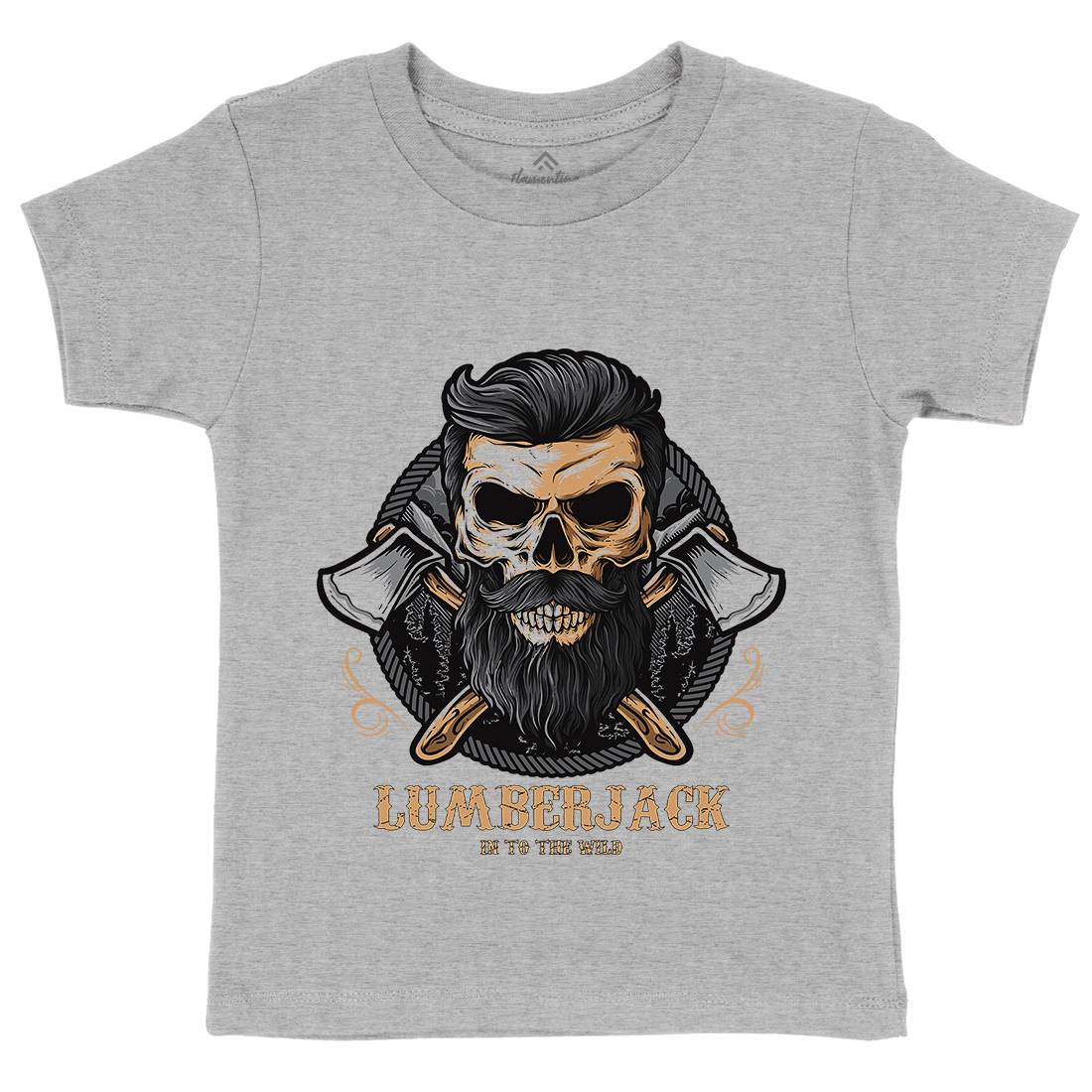 Skull Lumberjack Kids Organic Crew Neck T-Shirt Work D085