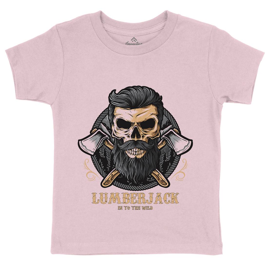 Skull Lumberjack Kids Organic Crew Neck T-Shirt Work D085