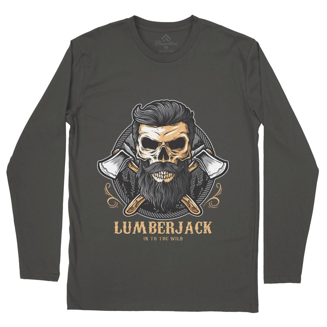 Skull Lumberjack Mens Long Sleeve T-Shirt Work D085