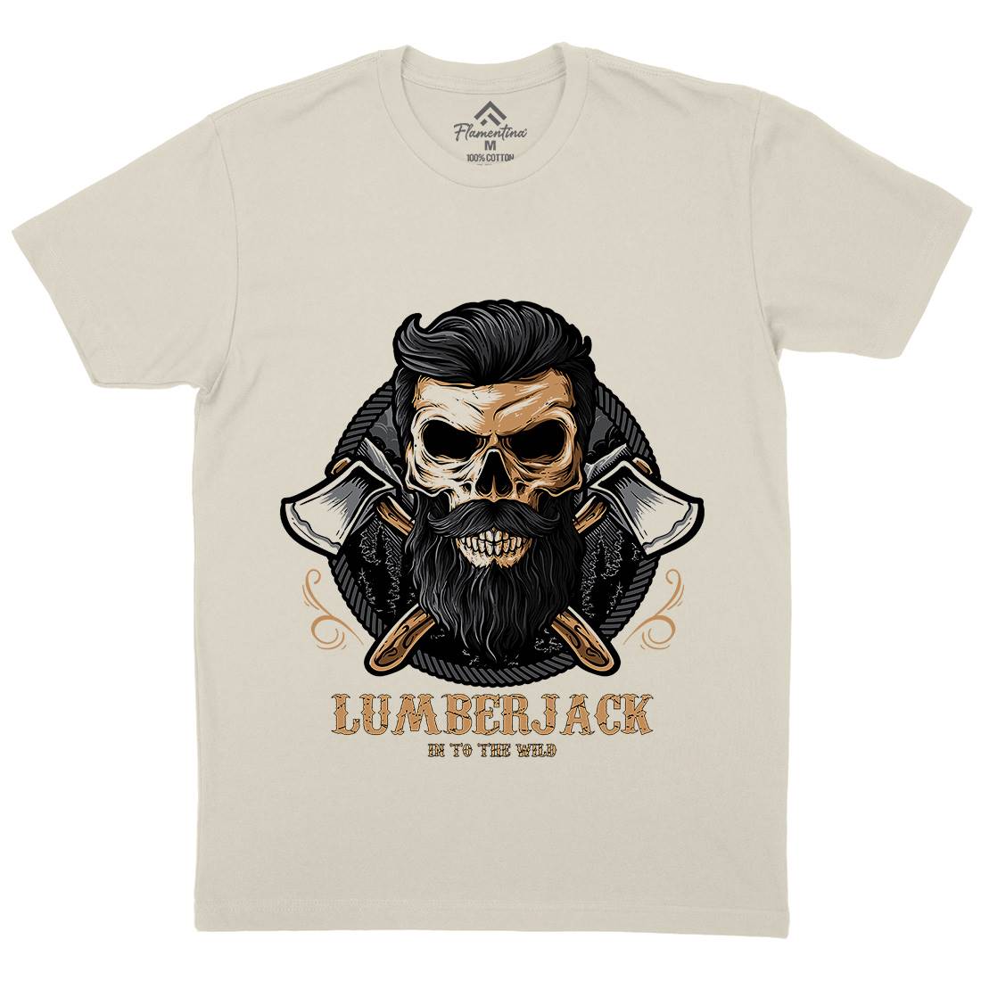 Skull Lumberjack Mens Organic Crew Neck T-Shirt Work D085