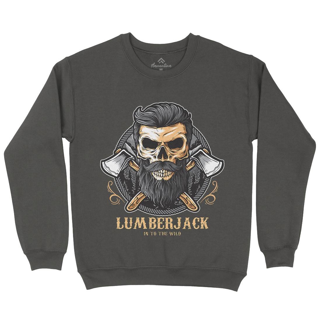 Skull Lumberjack Mens Crew Neck Sweatshirt Work D085