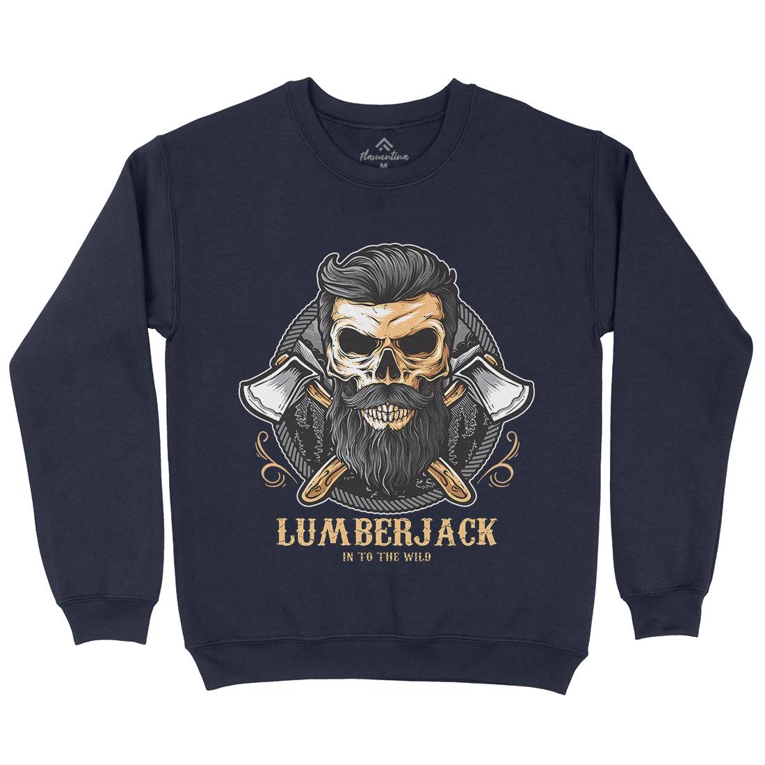 Skull Lumberjack Mens Crew Neck Sweatshirt Work D085
