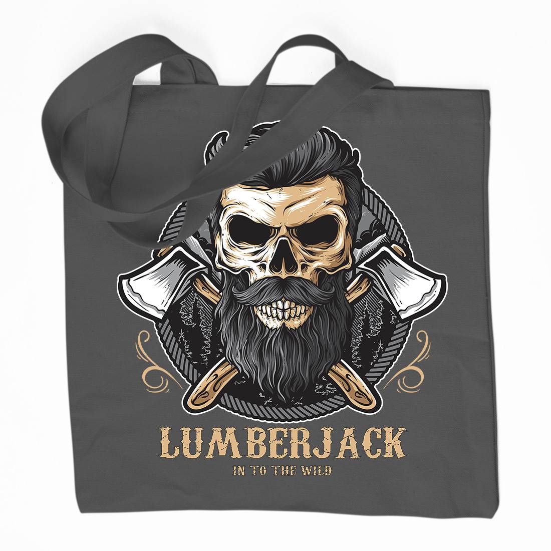 Skull Lumberjack Organic Premium Cotton Tote Bag Work D085