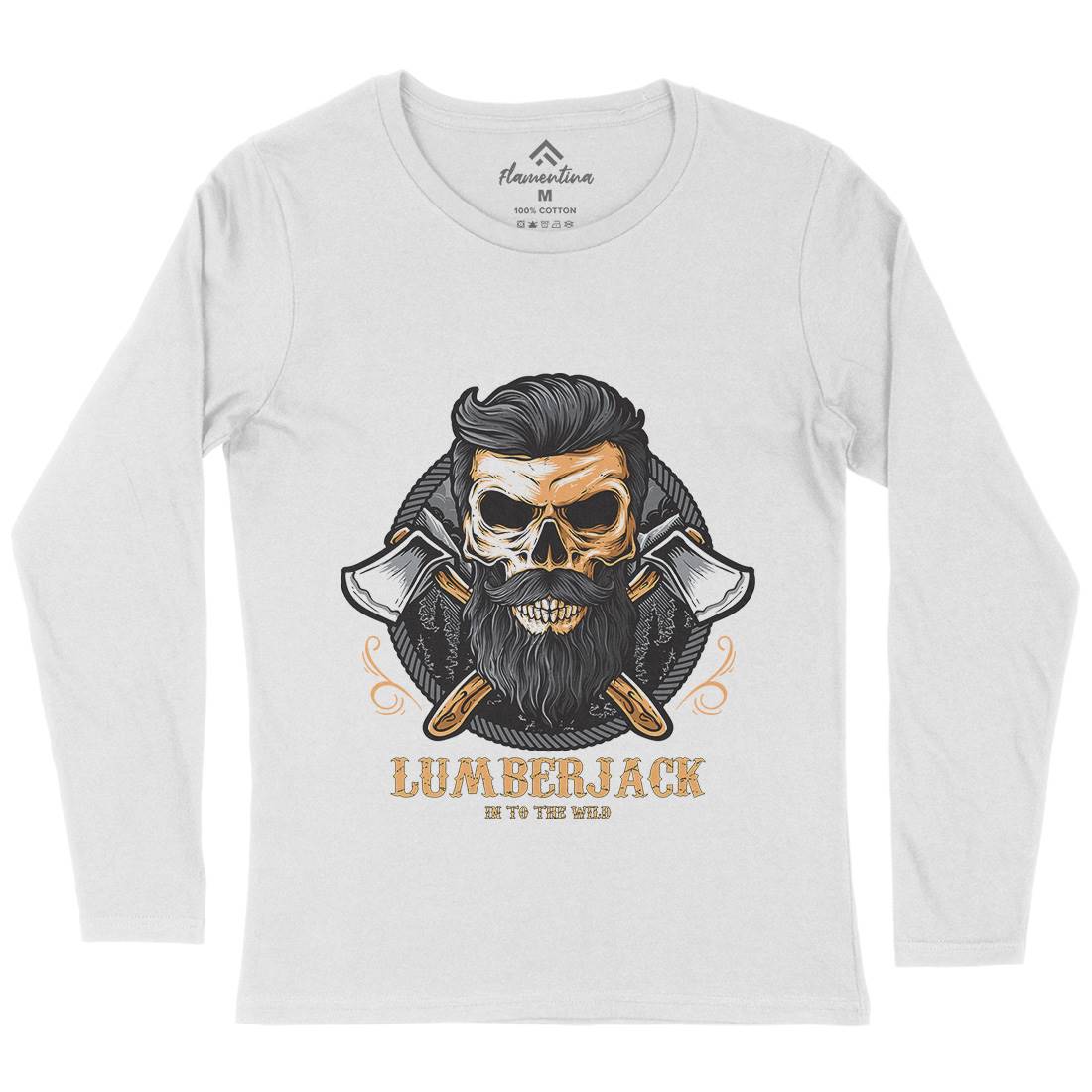 Skull Lumberjack Womens Long Sleeve T-Shirt Work D085